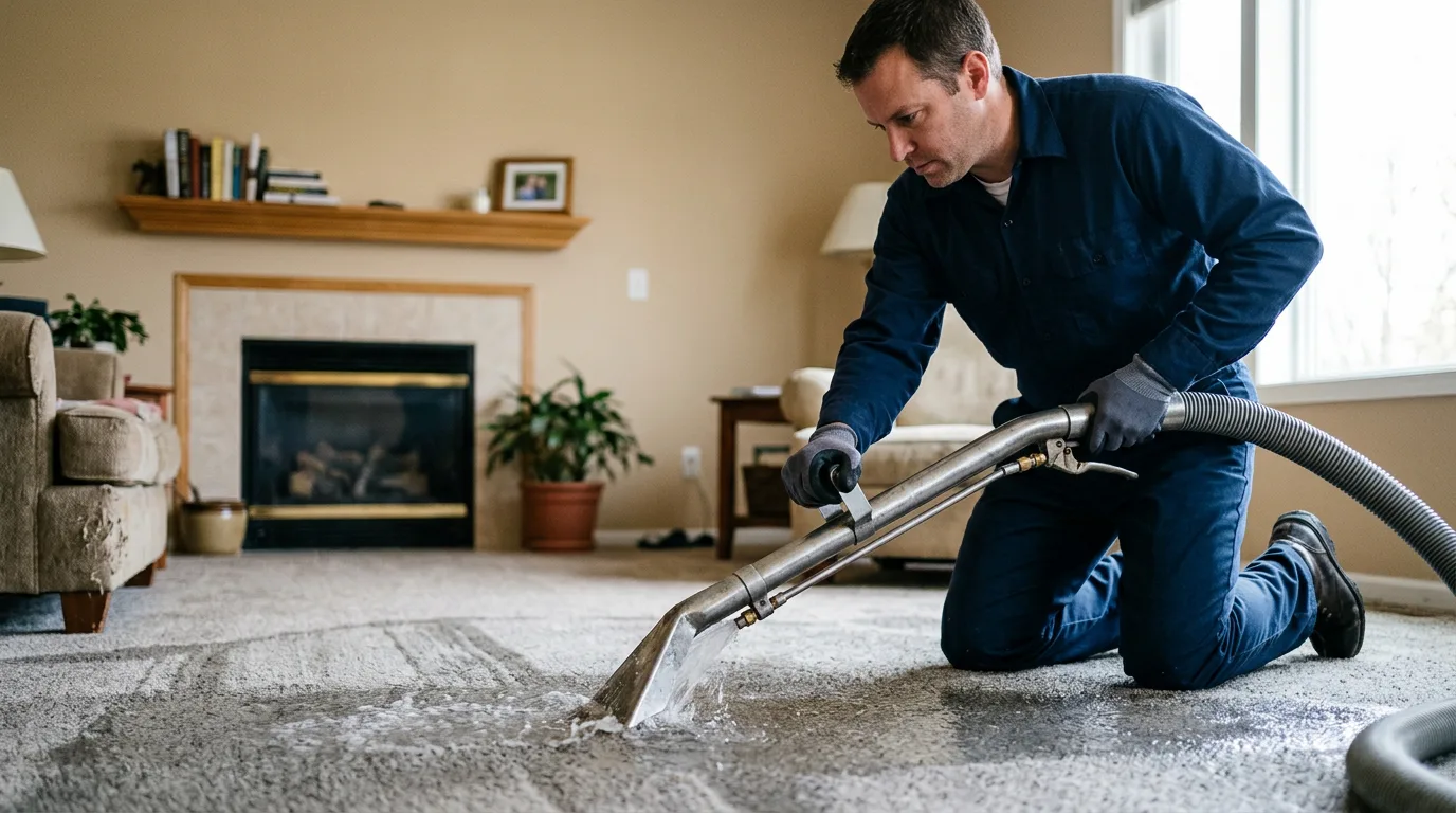Water damage restoration technician working near Idlewild, MI